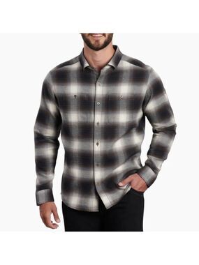 KUHL PLAID  FLANNEL  Neutral Work Shirt Outdoor  FRONT PATCH POCKETS MENS XL